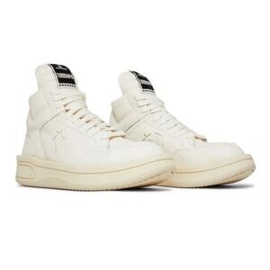 CONVERSE Rick Owens x TURBOWPN Mid "Egret" White Leather Mens 6 Womens 7.5